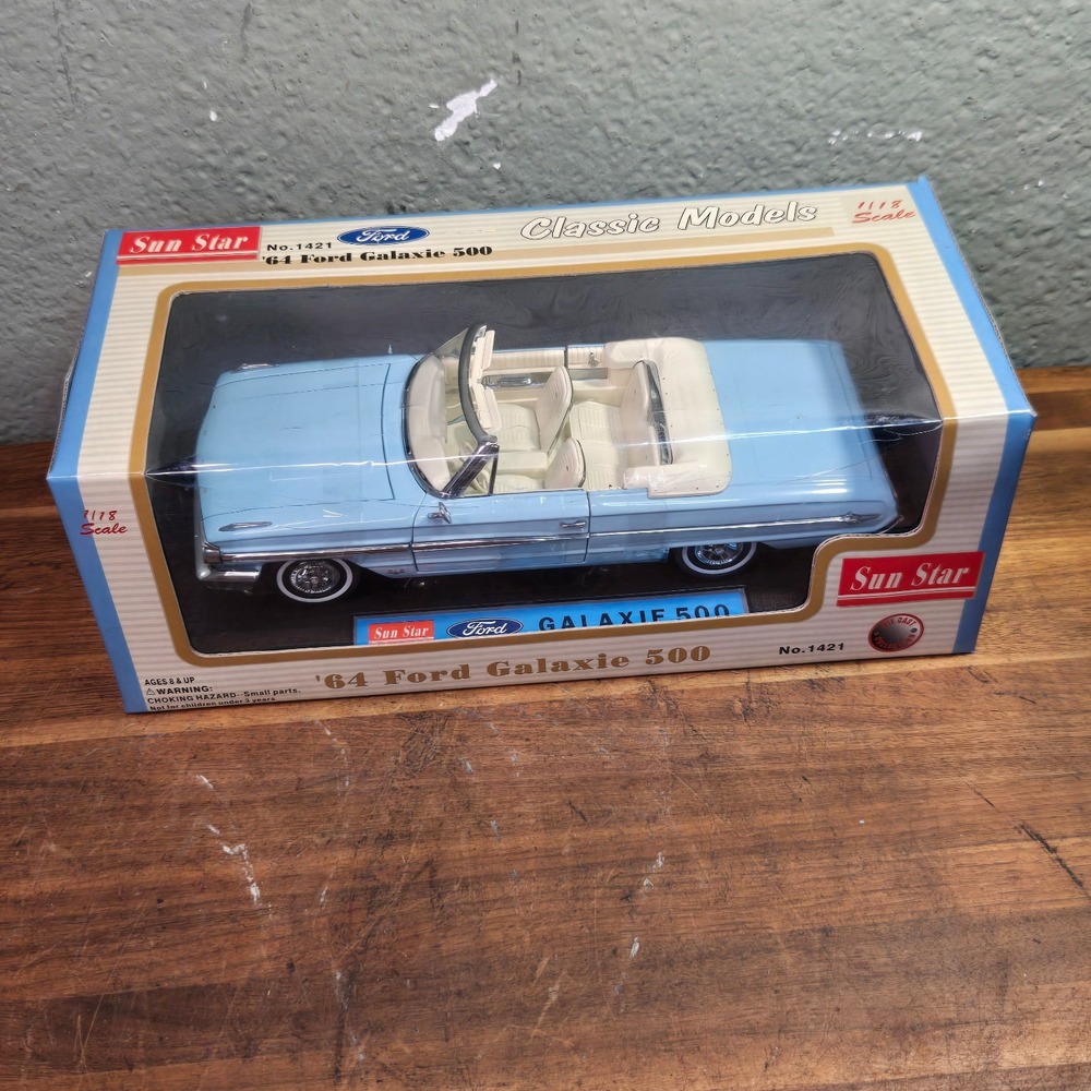 SUN STAR 1964 FORD GALAXY galaxie 500 CONVERTIBLE SKYLIGHT BLUE #1421 NEW